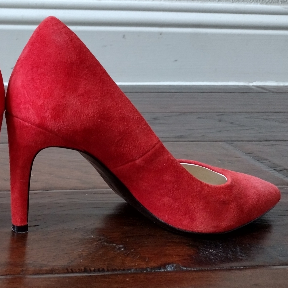 Cole Haan Red Suede Heels - Picture 3 of 10